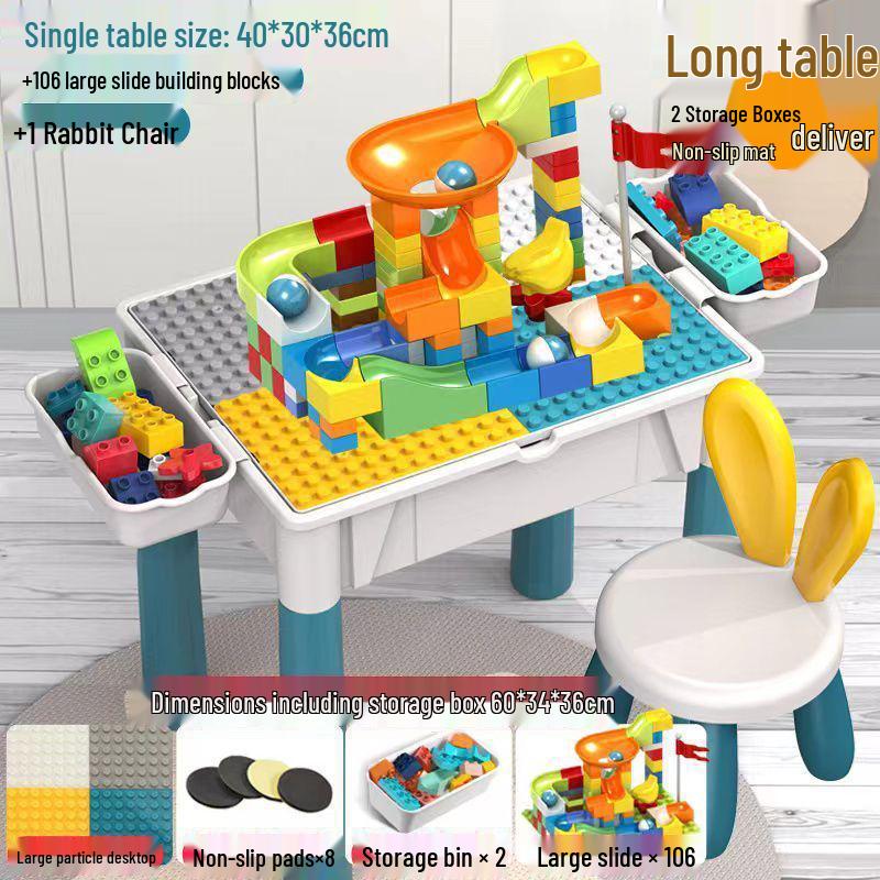 Large Particle Multifunctional Building Blocks Table for Early Education Games