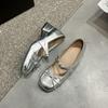 Bow Word with Mary Jane Shoes Thick Heel Light Mouth Single Shoes Versatile Gentle Ballet Shoes