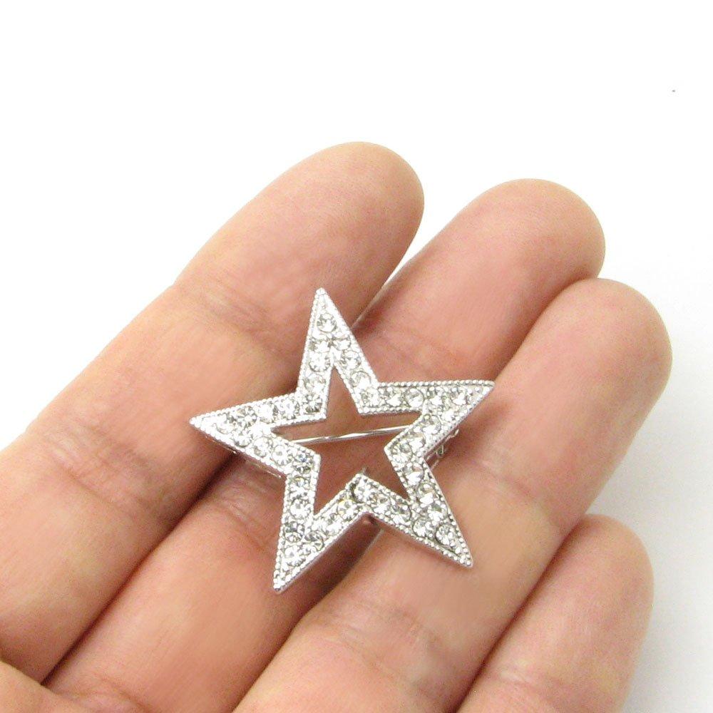 GEM plus Star Brooch Lapel Pin KS41002 Black (Metallic Color)