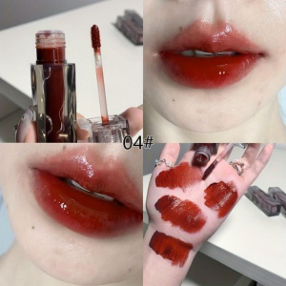 SHAQINUO Feuchtigkeitsspendender Lipgloss in schwarzer Tube, 6 Farben, feuchtigkeitsspendender Spiegel, Lippenglasur