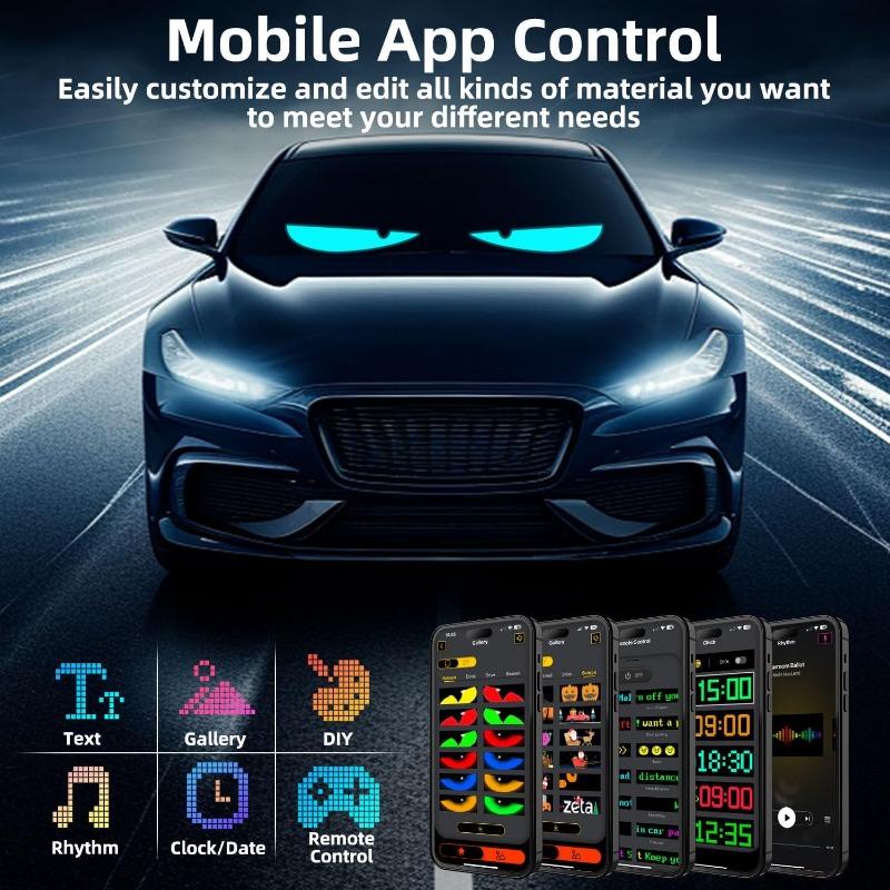 2PCS Devil Eyes Light Cars Dynamic Big Led Eyes for Car 13.7 X 4inch Programmable Flexible LED Display Soft Screen Devil Eyes
