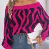 GMXIA Women's Fashion Casual  Autumn Winter Long Sleeve One Shoulder Loose Off-shoulder Sleeved Sweater In Contrasting Colors
