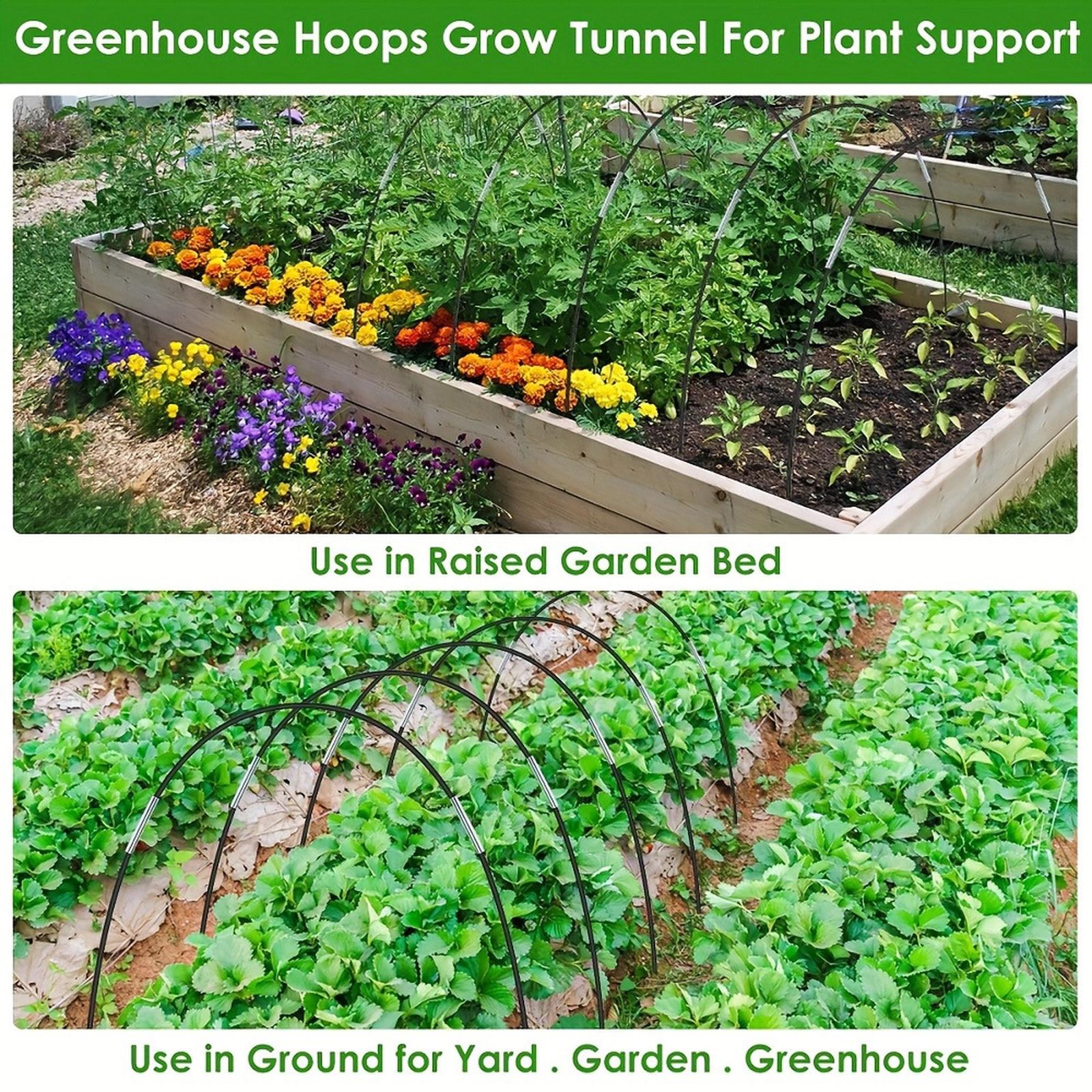 

Garden Hoop Set – Fiberglass Greenhouse Hoops for Bird Net & Plant Covers One Size