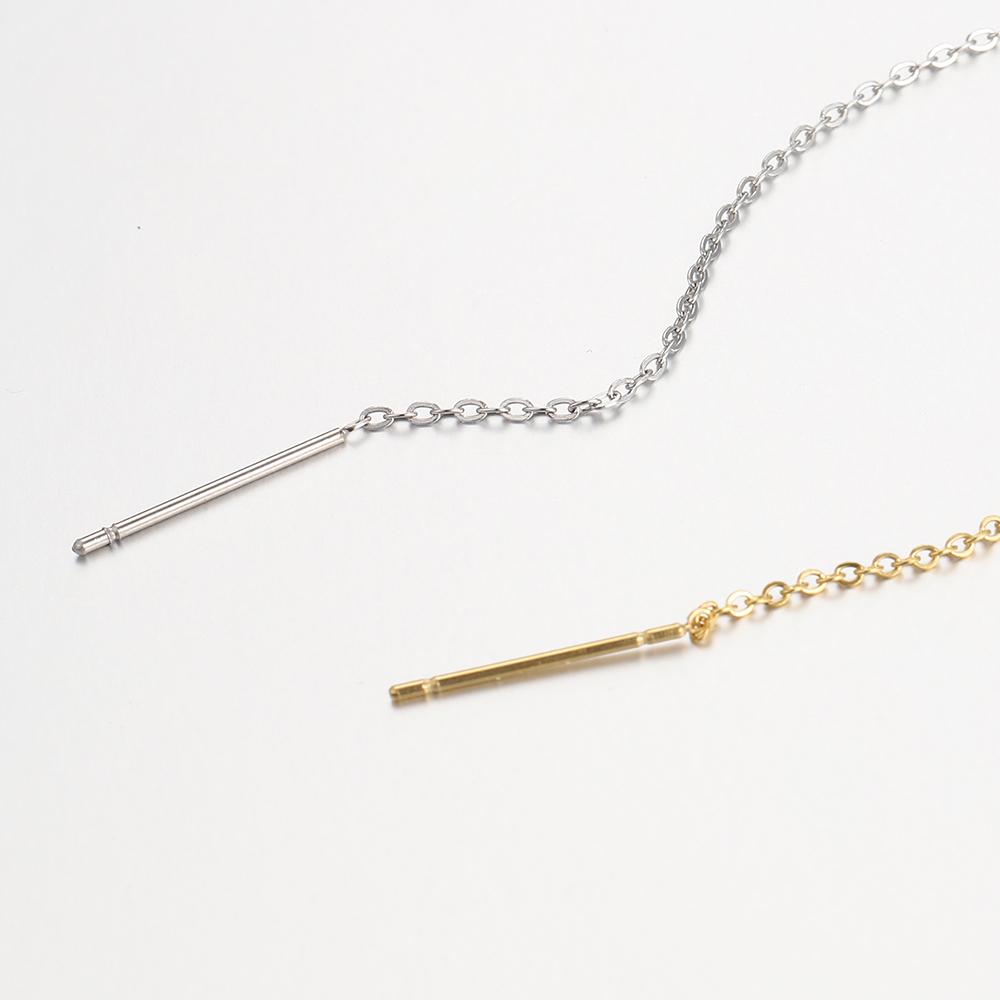 10pcs Gold Color Stainless Steel 6cm 8cm 10cm Long Chain Ear Line Earrings Earwire Women Drop Dangle Earrings Jewelry Making DIY