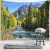 YISURE Nature Mountain Forest Tapestry, Scenic Green Pine Tree Waterfall Landscape Wall Hanging Tapestries for Home Office Dorm Indoor and Outdoor