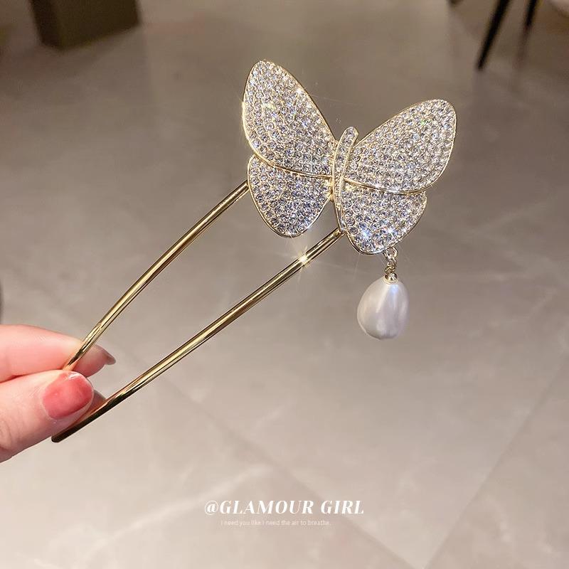 Elegant Pearl U-shaped Hairpin for Women - New Chinese Style Updo Accessory 2025