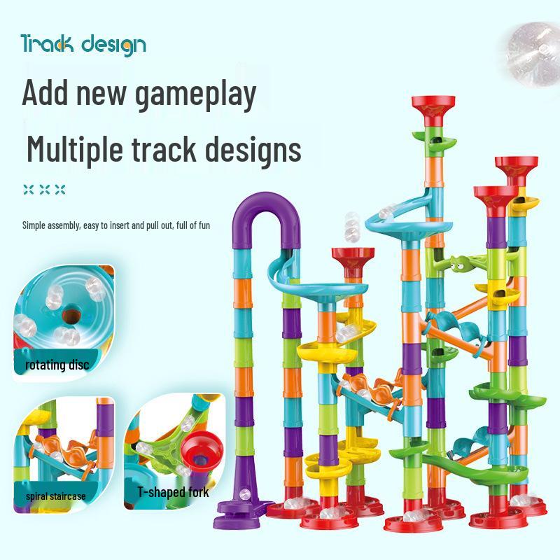 Interchangeable Marble Run Maze Building Set: Cross-Border Catapult Adventure