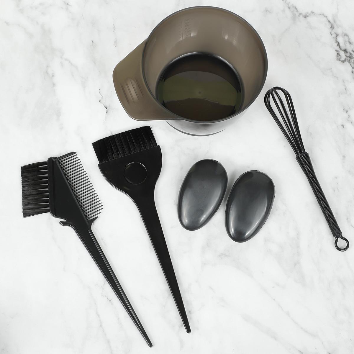

Black 6 pcs Hair Dye Mixing Bowls Hair Coloring Tool Set Safe Plastic Smooth for Home Salon