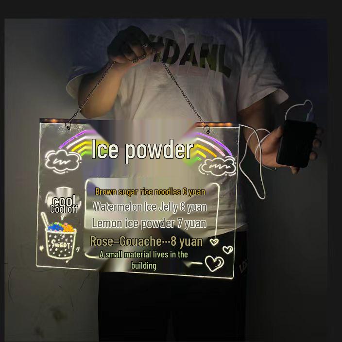 Erasable Fluorescent Acrylic Desktop Blackboard with Light