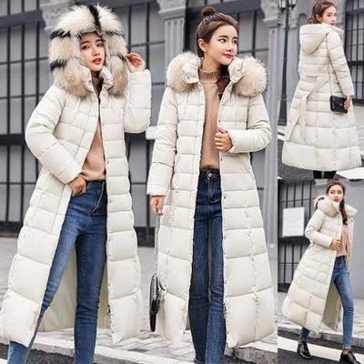 Womens Fashion Winter Warm Mid-length Coat Parka Jacket Casual Hooded Down Coat Removable Fur Collar Jackets for Women Outwear