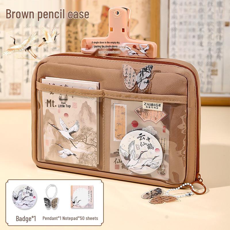 12-Layer Large Capacity Transparent Pencil Case 2025: Stylish Ancient Chinese Design Stationery Set for Students