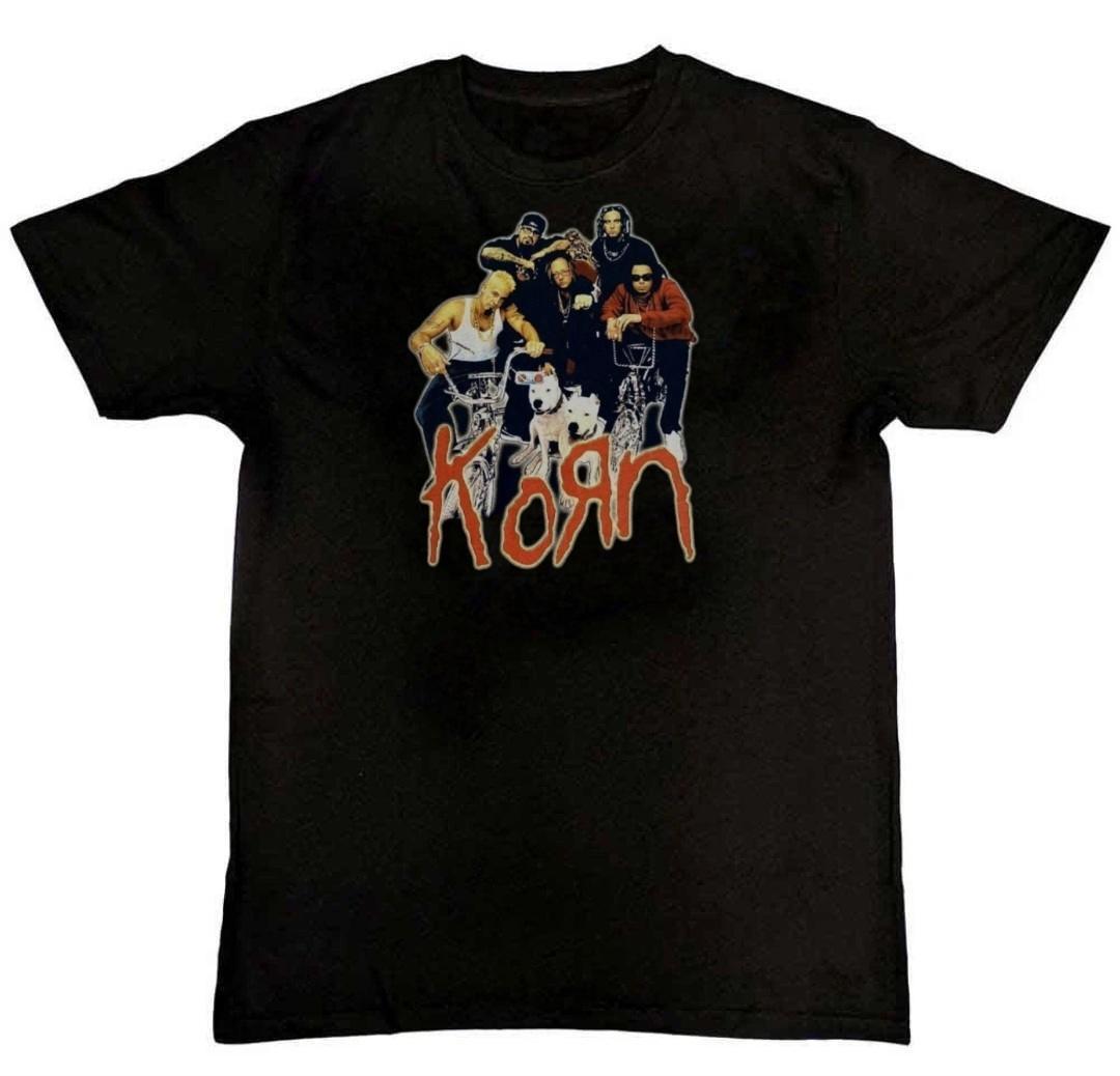 90s Korn Band Tour Graphic Print Mens T-Shirt S