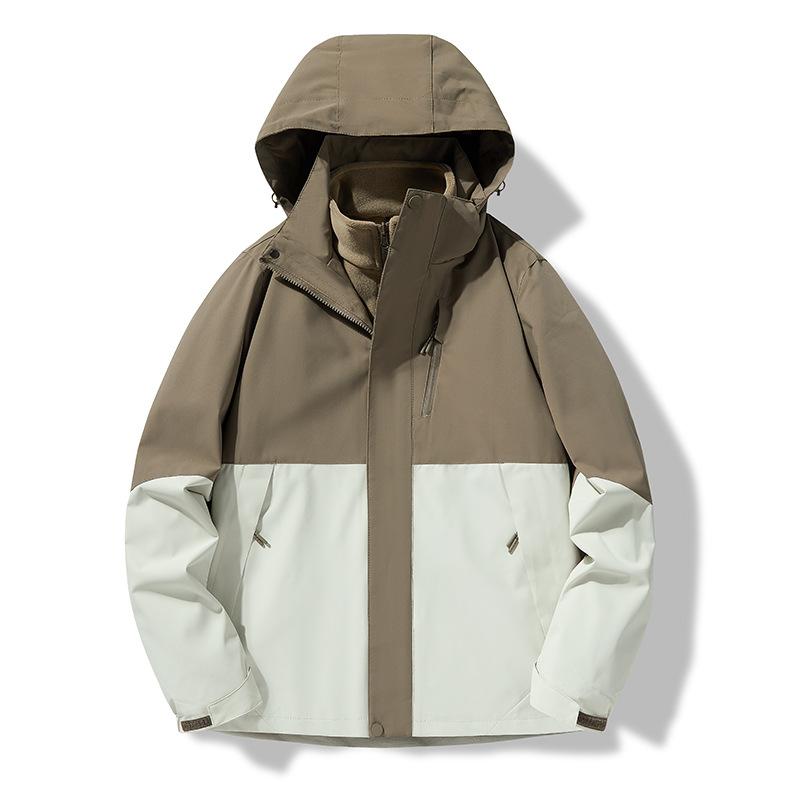 Autumn and Winter Fleece Thick Jacket Men's and Women's Outdoor Windproof Warm Fleece Liner Removable Three-in-one Two-piece Set