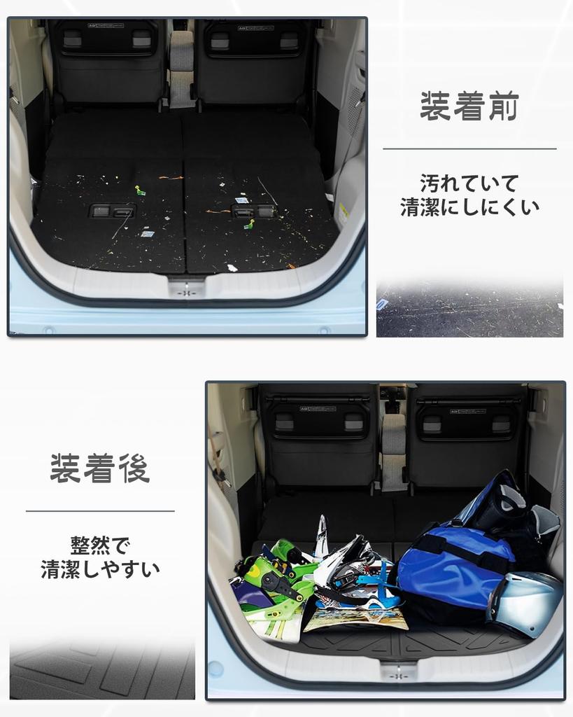 SKTU Luggage Mat for Foldable Trunk Waterproof Cargo Compartment Made of TPE Black N-BOX JF5/6, Mat, Mat, Material, Scratch-Resistant, Waterproof,