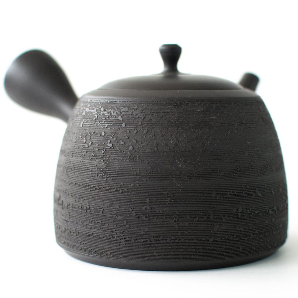 Tokoname ware Tokocralabo Tokoname ware Tamamitsu Kiln Teapot with Ceramic Mesh Tea Single Serving Size Black Pine Bark for Green Japanese Made in