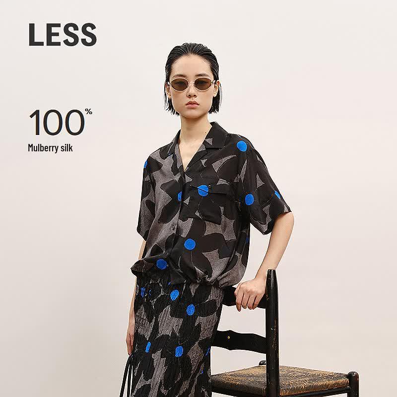 

LESS 2026 Summer Mulberry Silk Loose Short-Sleeve Shirt M