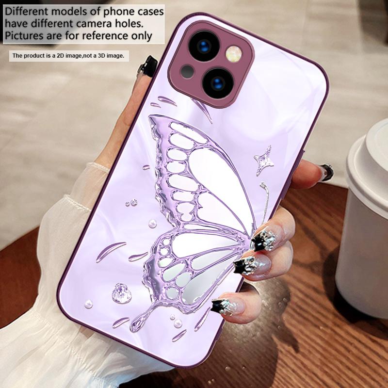 Butterfly of Ice Crystals For iPhone 17 Air 16 E 15 14 13 Plus 12 Mini 11 17 Pro Max XR Xs Max 16E 7 8 Tempered Glass Phone Case