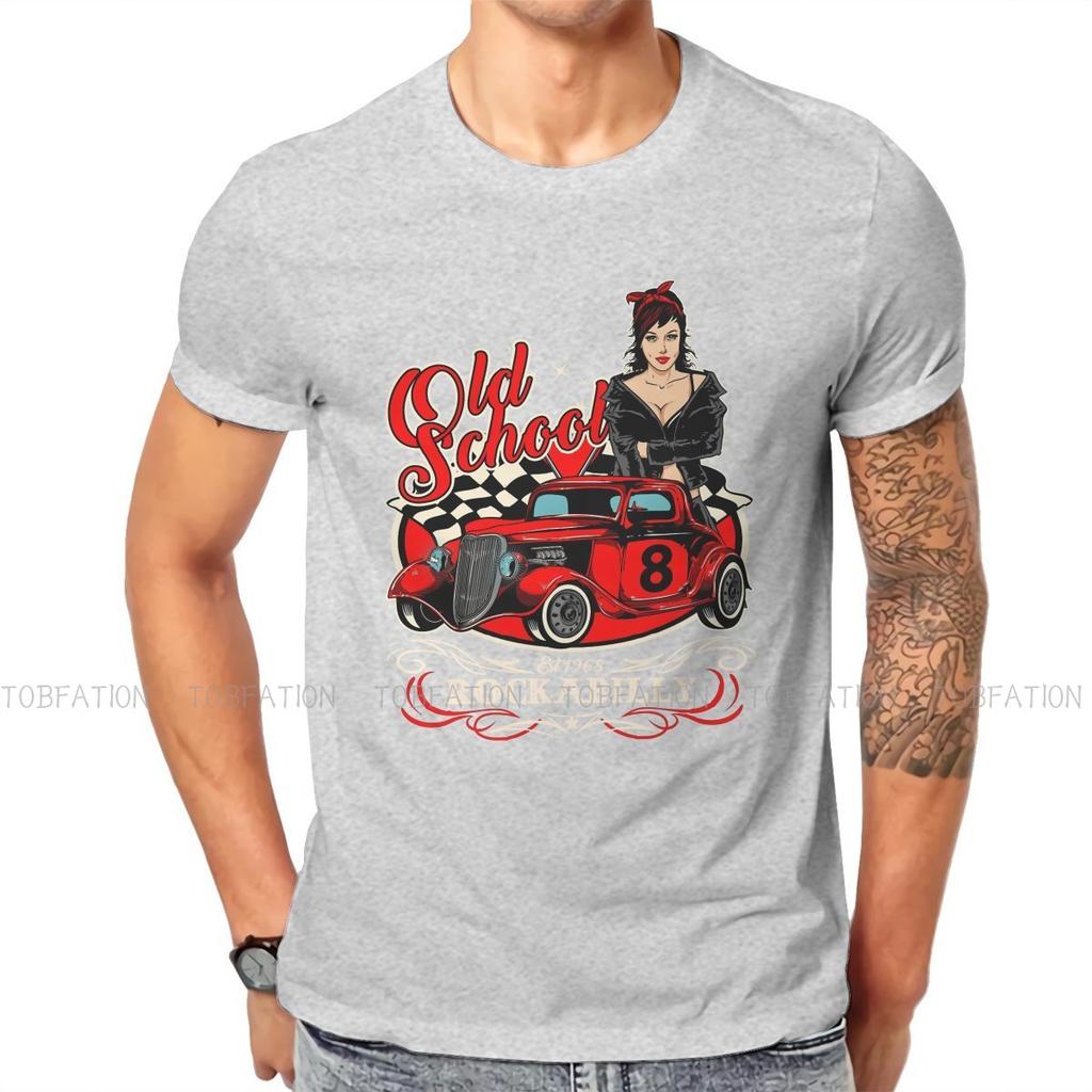 ZX Rockabilly Pin Up Girl Sock Hop Rocker Vintage Classic Rock and Roll Music Tshirt Graphic Men Summer Mens Tops Cotton  T Shirt