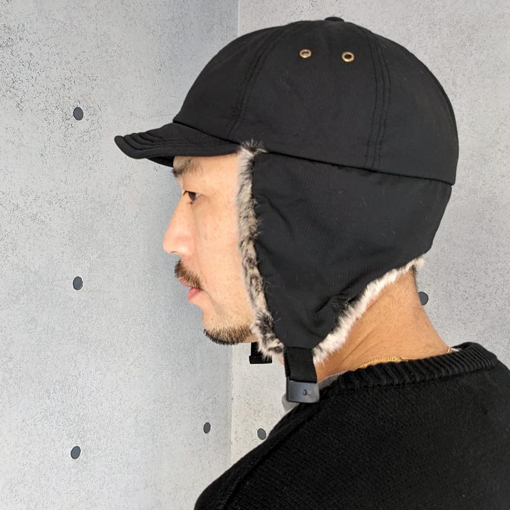 Basic Enchi Nylon Ripstop Flap Pilot Hat with Cold Weather One Size Fits for Men and Women Cap, Earmuffs, Protection, Nylon, All, Black,