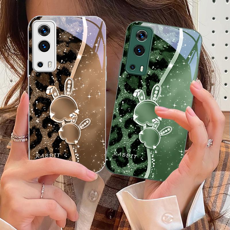 Leopard Cartoon Rabbit For Vivo Y76 16 55 V29 Lite 5G 25 23 30 iQOO Z9X 12 Pro Neo X200 100 90 60 Tempered Glass Phone Case