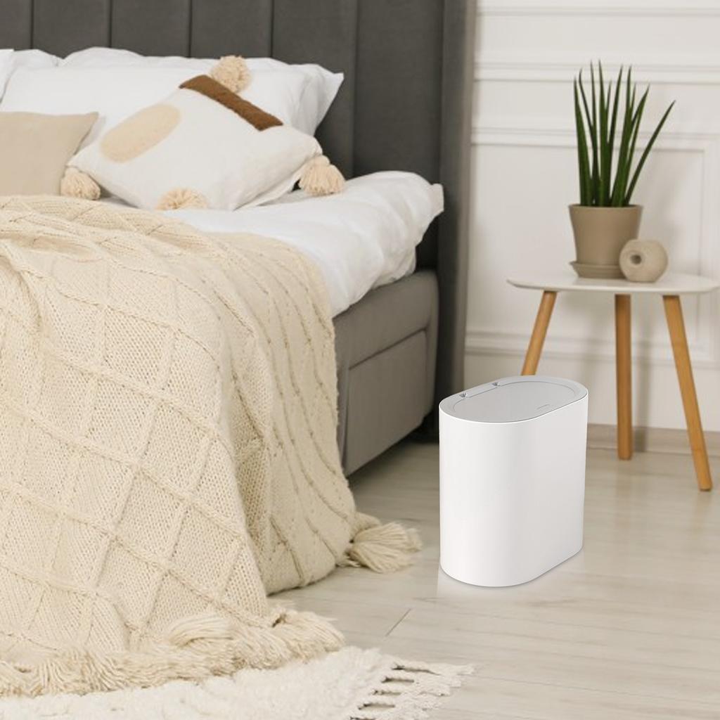 Press Top Bathroom Trash Can with Lid Trash Bin Waste Basket Stylish Slim Garbage Can Compact Spaces Wastebasket for Kitchen