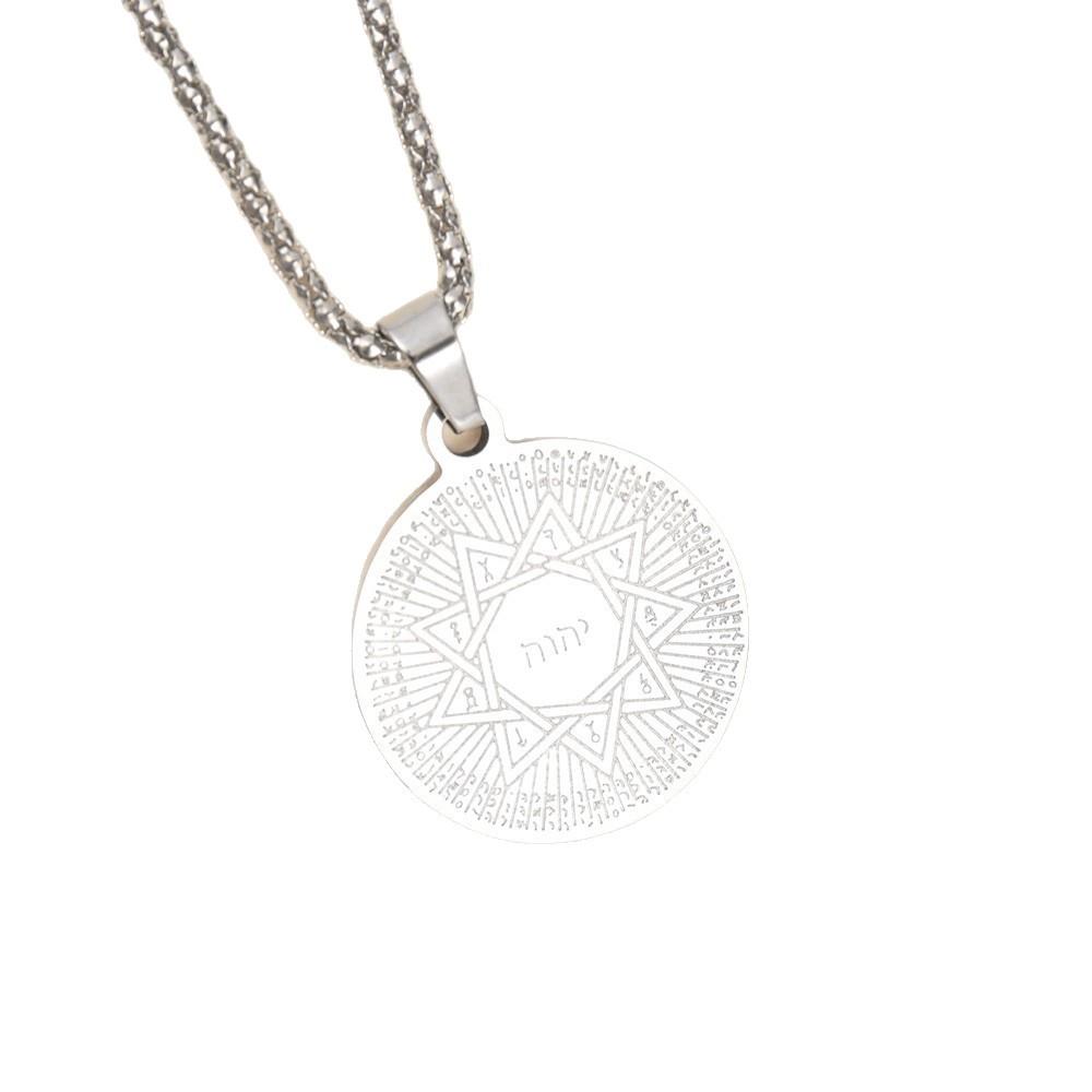 European and American Nine-pointed Star Rune Pendant Necklace Round Plate Necklace Accessories