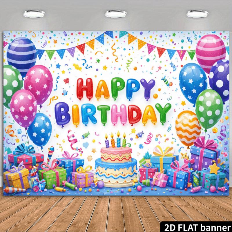 2D plane 1 piece of happy birthday party background fabric star stickers colorful confetti