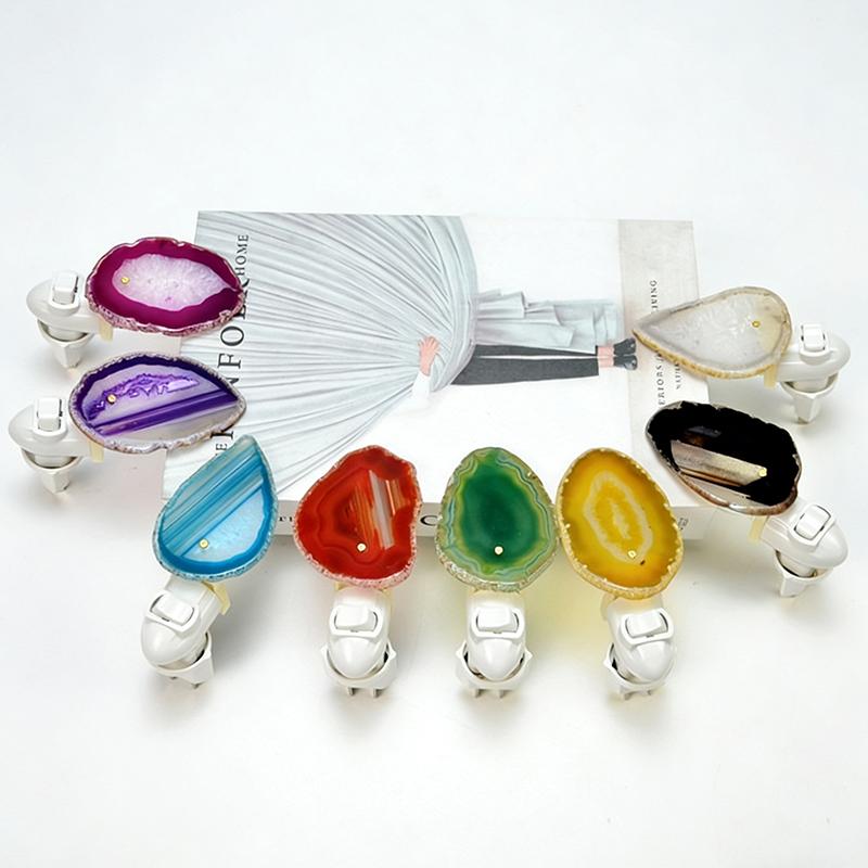 Natural Crystal Agate Sliced Small Night Light Bedroom Bedside Night Light Creative Gift for Family and Friends One Size