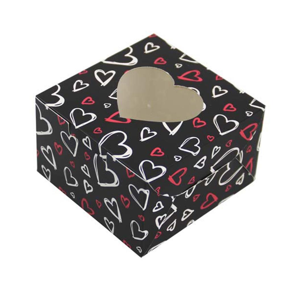 Valentine's Day Treat Box Heart Cardboard Box with Window Valentines Gift Container for Goodie Cookie Candy Party Supply