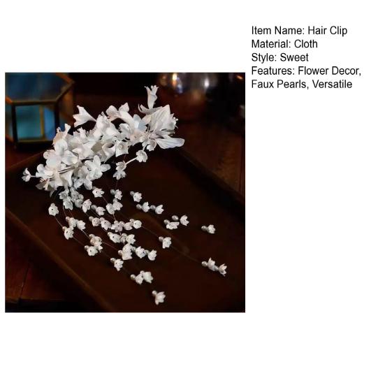 Women Hair Clip Faux Pearls Flower Decor Hairpins Wedding Parties Proms Floral Headdress Hair Accessories