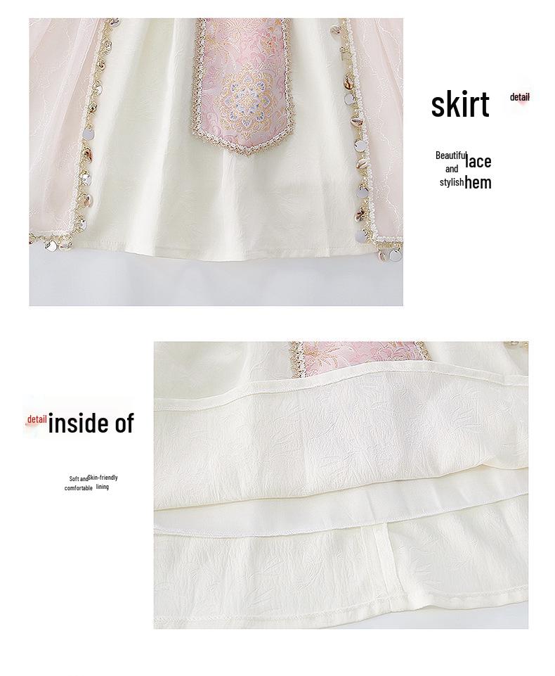 Girls' Spring & Autumn 2025 Ethnic Style Princess Dress