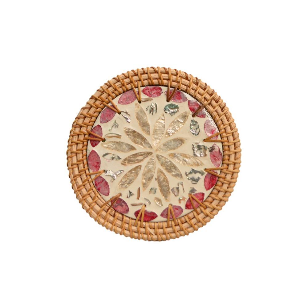 Geweven Textuur Rotan Vlechtwerk Onderzetter Handgeweven Warmte-Isolerende Pad Creatieve Schelp Matten Hotel