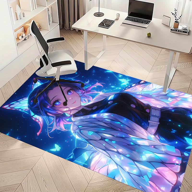 Demon Slayer Shinobu Kocho Printed Absorbent Washable Carpet, Non-Slip Bathroom Mats, Kitchen Rugs, Yoga Mat,Living Room Entrance, Camping Picnic Rugs