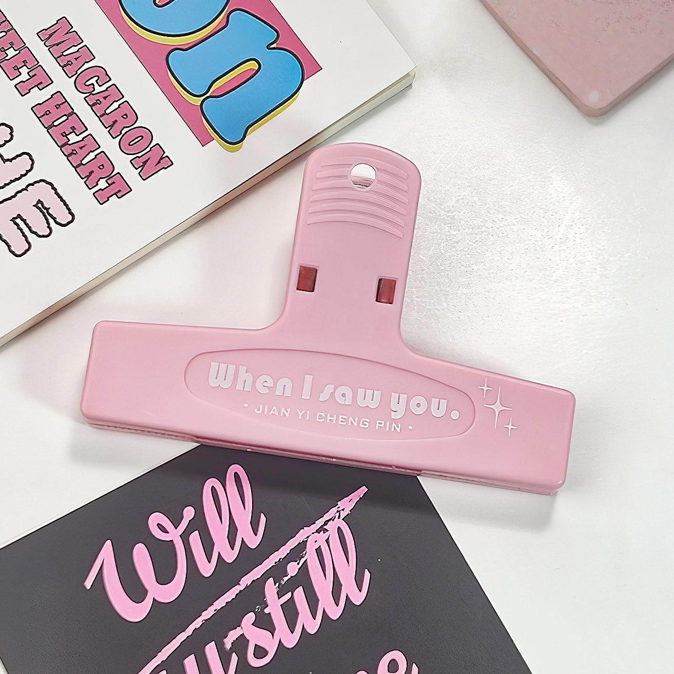 

1pcs When I Saw You White Paper Clip Large Binder Clips Diary Page Marker Office School Binding Tools Bag Accessories A7871 рожевий
