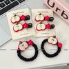 Big Red Apple Star Hair Clip & Tie Set - Simple Girl's Side Clip & Large Intestine Ponytail Rope Hair Accessories