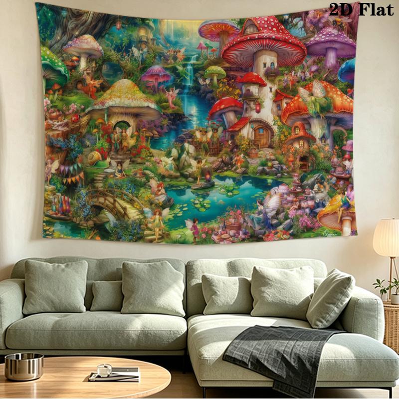 Fairyland Wonderland Wall Tapestry Aesthetic Wall Hanging Printed Fabric Blanket Decorative Tapestries for Bedroom Living Room Home Decor