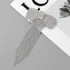 Rhinestone Bow Fringe Hairpin Long Tassel Gold Silver Color Luxury Hair Accessories Temperament Temperament Hair Clip for Women