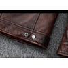 Chinesische Größe Vintage braun Mantel klassische Biker Stil kurze schlanke echte Lederjacke Männer Casual Ledermantel Herbst