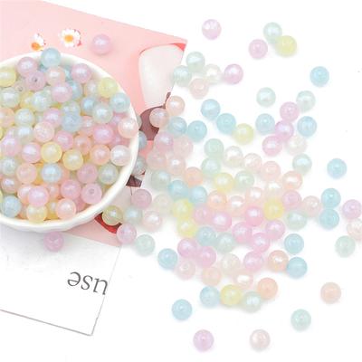 Perles rondes en acrylique pour bracelet fait main, illusion sirène, avec trous, pour fabrication de bracelets faits maison, colliers, accessoires de bijouterie