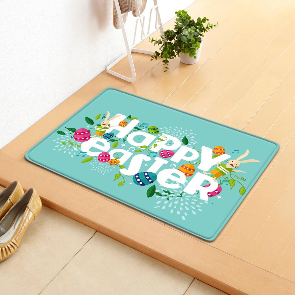 Easter Egg Rabbit Door Mat Easter Bathroom Absorbent Foot Mat Bedroom Living Room Non-Slip Floor Mat Carpet