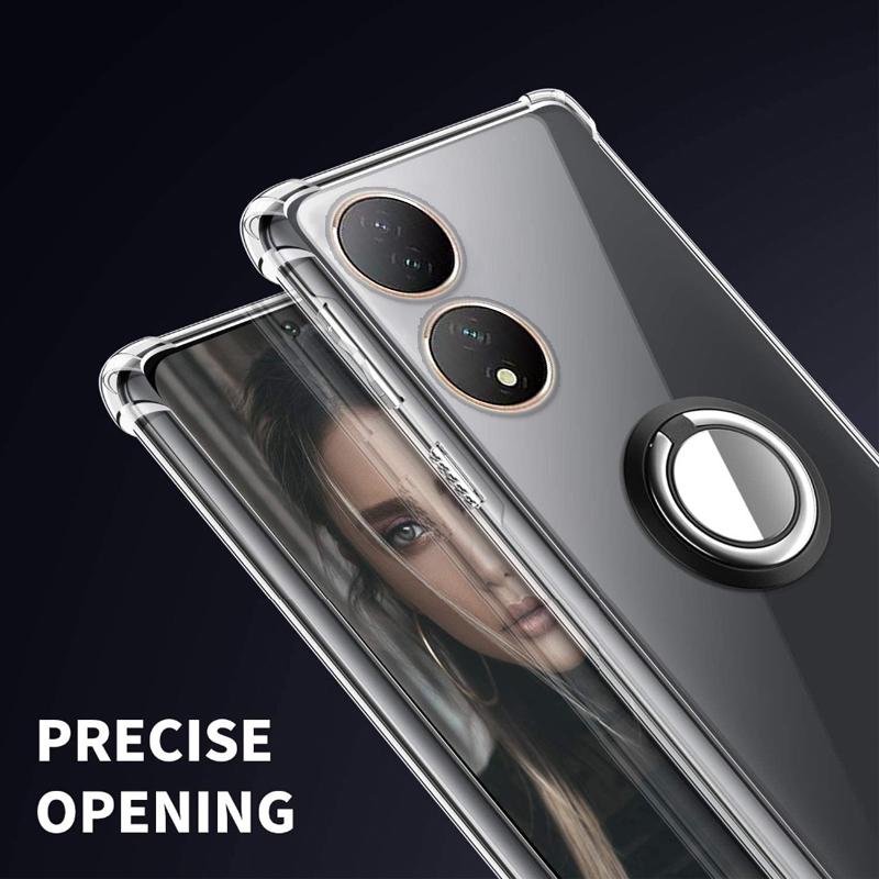 Ring Stand Holder Case For VIVO Y100 Y97 Y95 Y93 Y91 Y85 Y79 Y78 Y77 Y76 Y74 Y75 Holder Bracket Shockproof Transparent Soft Silicone Phone Back Cover