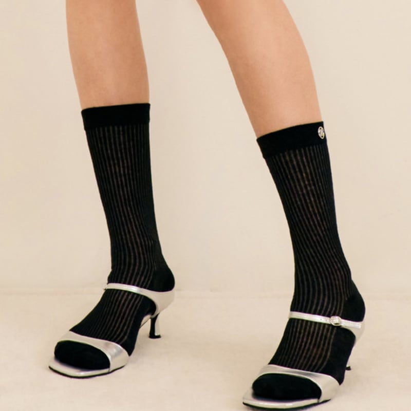 Marun5 Generous See-Through Rib Ankle Socks & Knee Socks