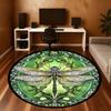 1pc Dragonfly Stained Glass Round Chair mat Area Rug - Non-Slip, Floor Mat for Office, Bedroom, and Indoor Decor -1002267