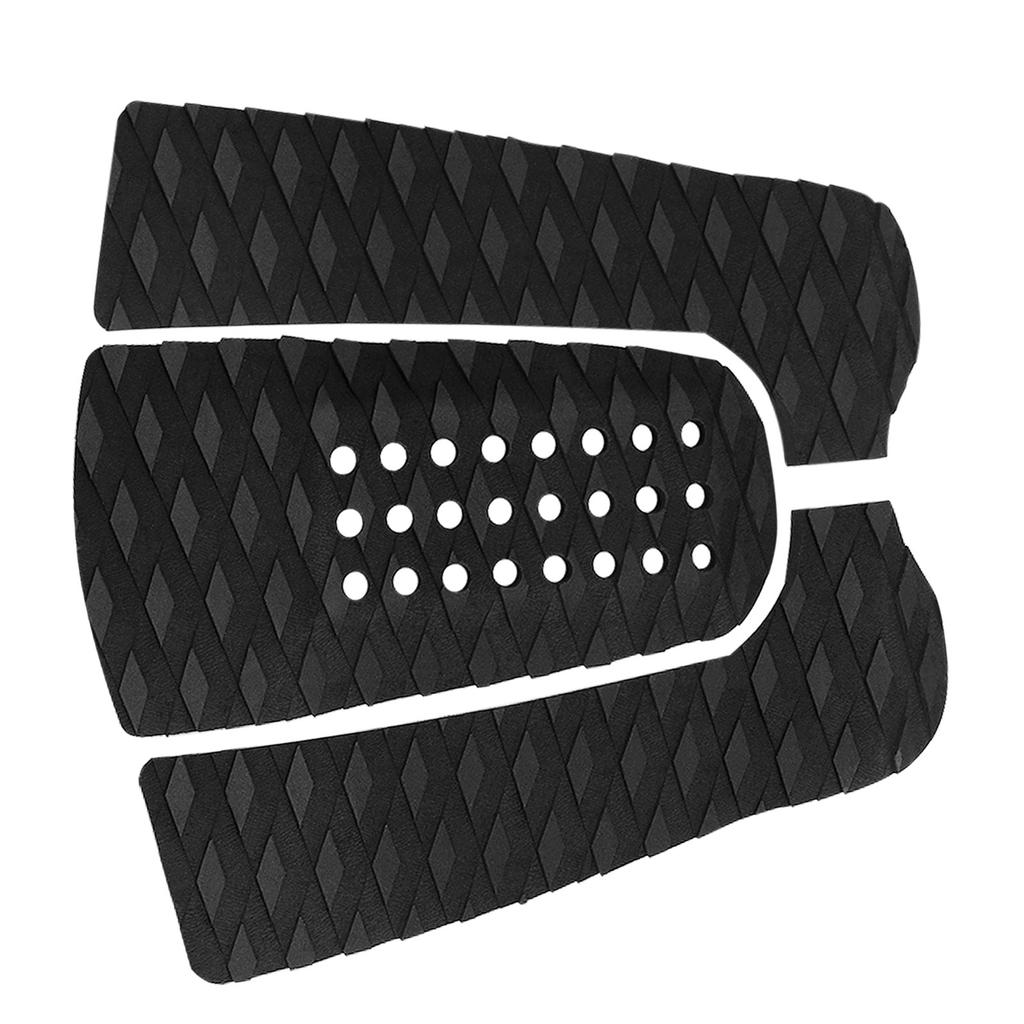 3Pcs Surfing Surfboard Anti Slip Traction Pad Tailpad Deck Grip (Black)