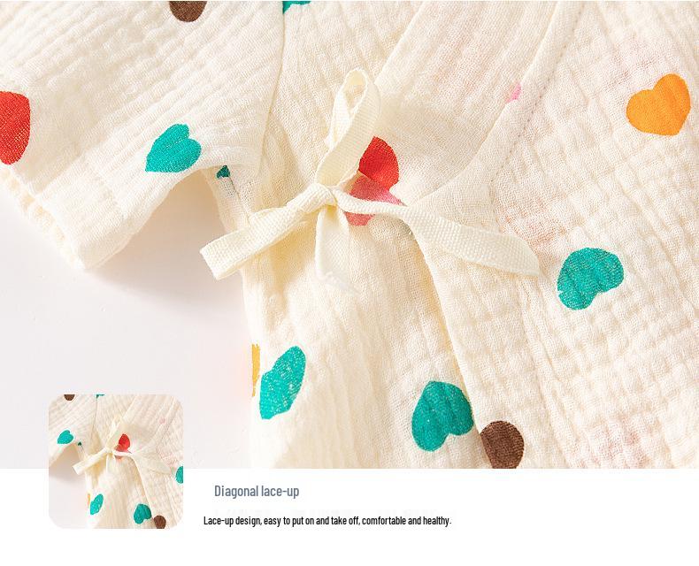 Newborn Summer Thin Cotton Gauze Short Sleeve Baby Romper