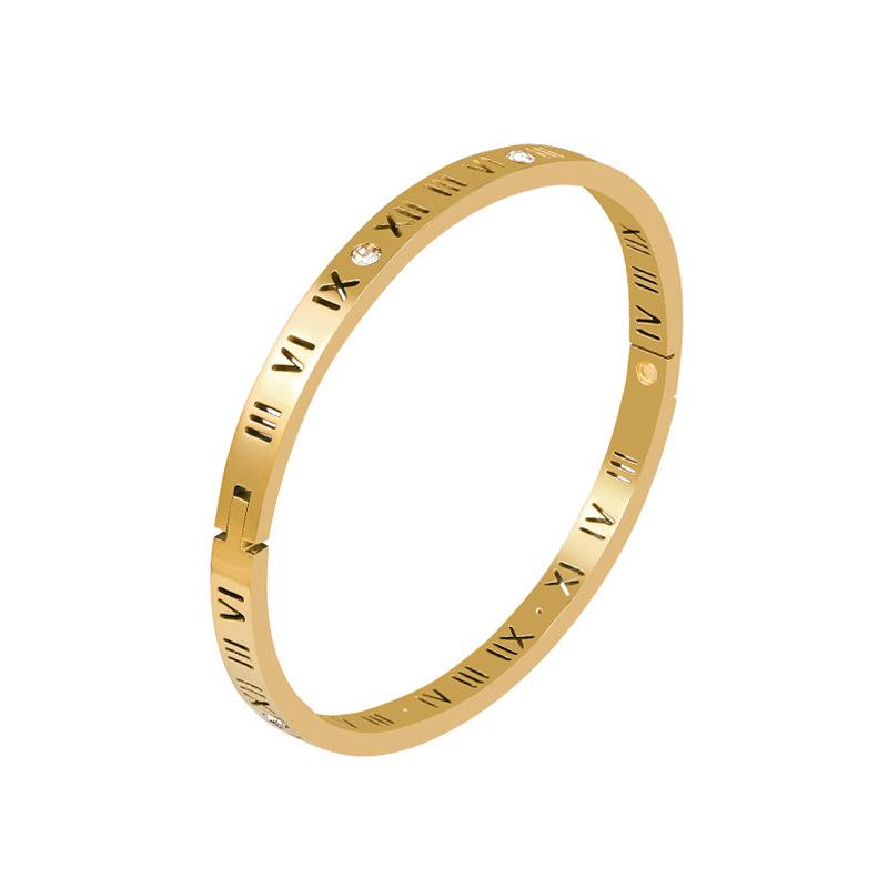 Luxuriöses Damenarmband aus Gold-Titanstahl mit Zirkonia-Akzenten - Nicht verblassend, Exquisites Design