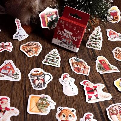 45 peças adesivos fofos de Natal mini adesivos de papel etiqueta INS estética kawaii boneco de neve adesivos papelaria material para scrapbooking