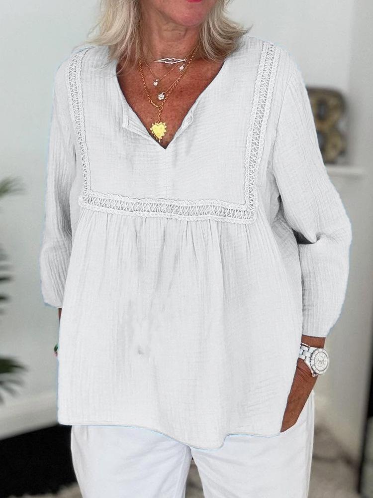 

Новая женская однотонная повседневная кофта с длинным рукавом и V-образным вырезом обычного кроя, многоцветная S белый