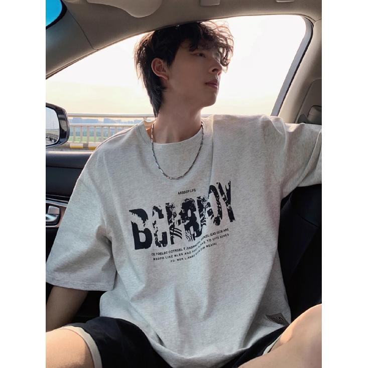 

Футболка с короткими рукавами American Retro High Street, мужская футболка высокого качества Ruan Shuai Oumei, модная брендовая пара 3XL светло-серый