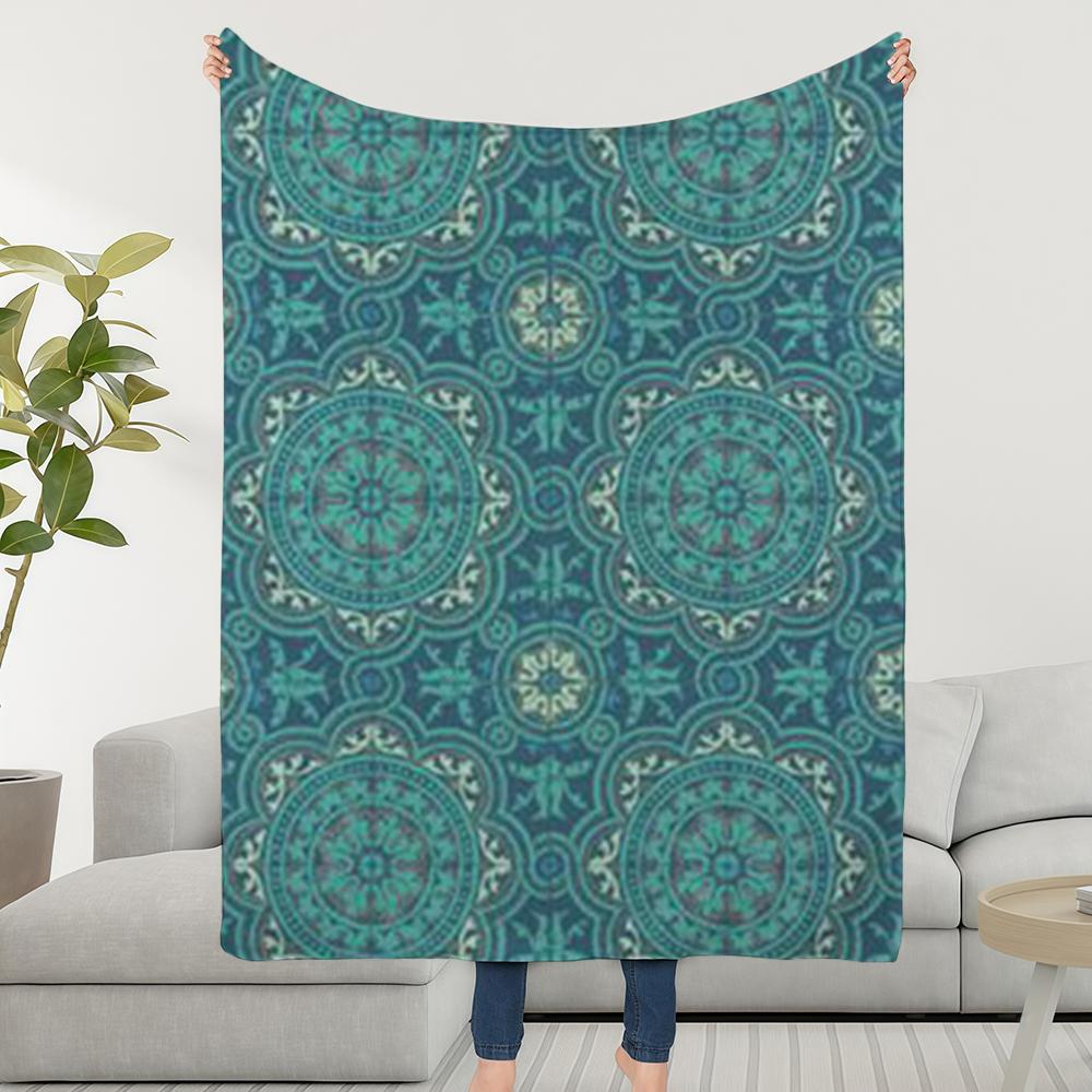 Плед Покрывало Супер Уютный Бирюзовый Плюш Комнатный Узор Гостиная Диван Вихрь Диван Мандала Детские Подарки на День Рождения 30x40in